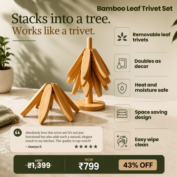 Bamboo Tree-Shaped Trivet Set