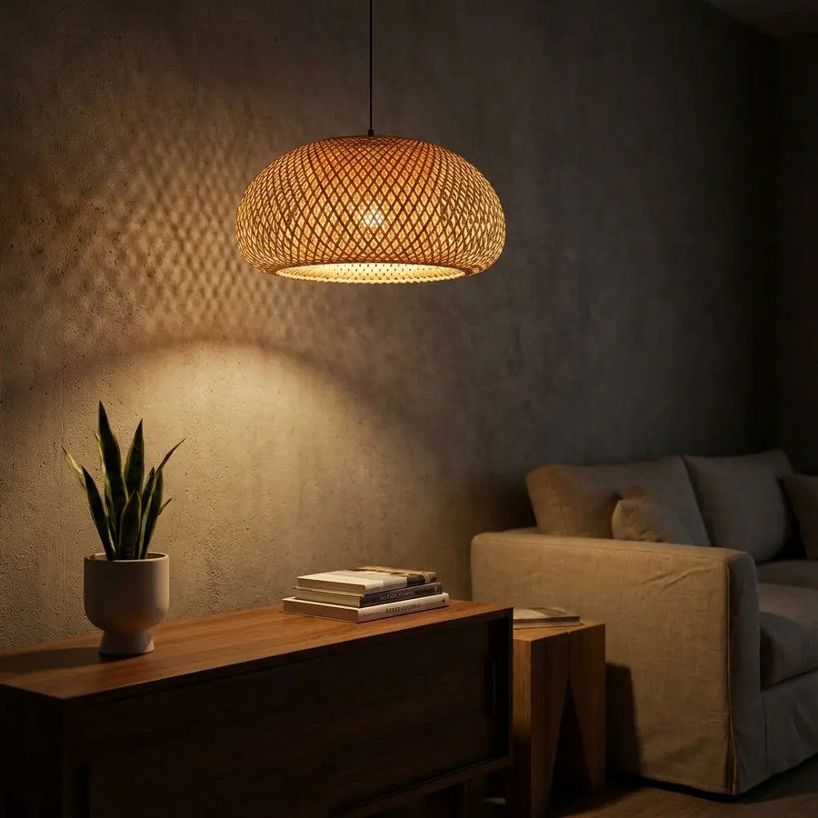 Bamboo Aura Ring Lamp — in use